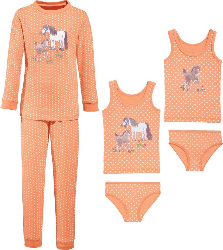 Erwin Müller Pyjama Mädchen-Wäsche-Set 6-tlg. Single-Jersey Punkte von Erwin Müller