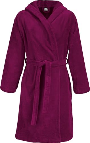 Erwin Müller Unisex-Bademantel Beere Größe XXL, Morgenmantel, Saunamantel, Frottier, Serie Heidenheim - hochwertige Spitzenqualität, mit Kapuze, Bindegürtel und Zwei Eingriffstaschen von Erwin Müller