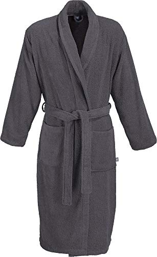 Erwin Müller Unisex-Bademantel anthrazit Größe S, Morgenmantel, Saunamantel, Frottier, Serie Karlsruhe - mit schmeichelndem Schalkragen, Zwei aufgesetzten Taschen und Bindegürtel von Erwin Müller