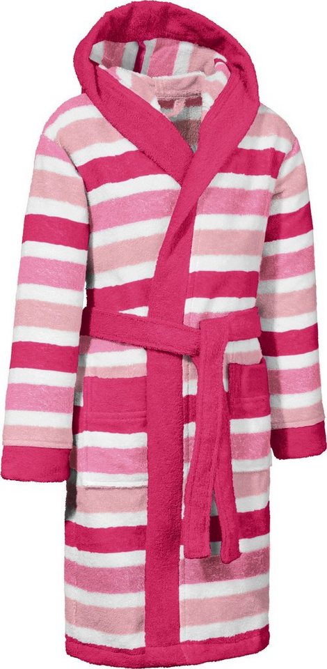 Erwin Müller Kinderbademantel Kinder-Bademantel mit Kapuze, Rückenlänge: 74 cm, Frottier, mit Kapuze, default, Walk-Frottier Streifen von Erwin Müller