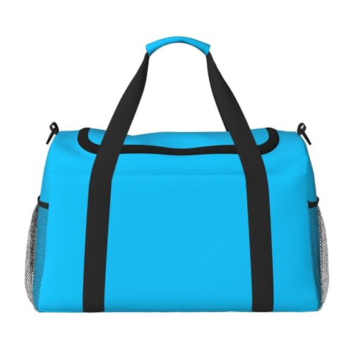 Einfarbige Reisetasche für Reisen, Schultertasche, Wochenendtasche, Übernachtungs-Handtasche, Sporttasche, Turnbeutel für Damen und Herren, Hellblau Einfarbige Reisetasche für Reisen, Schultertasche, Wochenendtasche, Übernachtungs-Handtasche, Sporttasche, Turnbeutel für Damen und Herren, Hellblau von Erwqavc