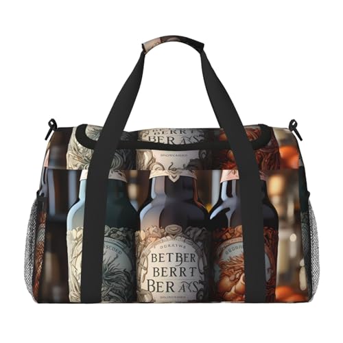Erwqavc Reisetasche mit 3 Bierflaschen-Druck, für Reisen, Schultertasche, Wochenend-Handtasche, Sporttasche, Turnbeutel für Damen und Herren Erwqavc Reisetasche mit 3 Bierflaschen-Druck, für Reisen, Schultertasche, Wochenend-Handtasche, Sporttasche, Turnbeutel für Damen und Herren von Erwqavc