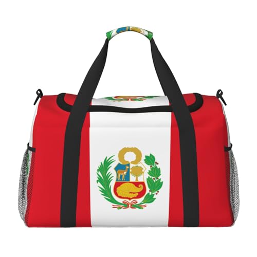 Erwqavc Reisetasche mit Flagge von Peru, für Reisen, Schultertasche, Wochenend-Handtasche, Sporttasche, Turnbeutel für Damen und Herren Erwqavc Reisetasche mit Flagge von Peru, für Reisen, Schultertasche, Wochenend-Handtasche, Sporttasche, Turnbeutel für Damen und Herren von Erwqavc
