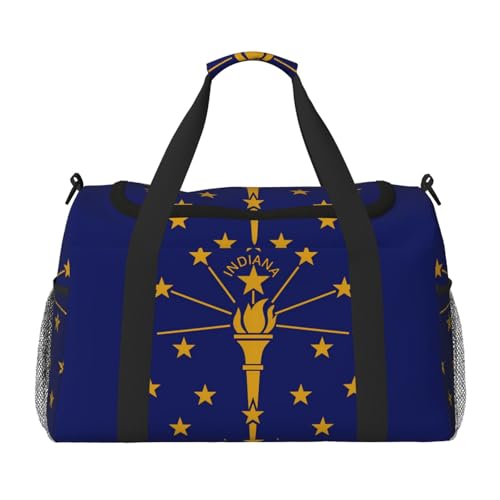 Erwqavc Reisetasche mit Indiana-Flaggen-Druck, Reisetasche, Schultertasche, Wochenend-Handtasche, Sporttasche, Turnbeutel für Damen und Herren Erwqavc Reisetasche mit Indiana-Flaggen-Druck, Reisetasche, Schultertasche, Wochenend-Handtasche, Sporttasche, Turnbeutel für Damen und Herren von Erwqavc