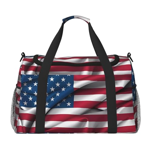 Erwqavc Reisetasche mit amerikanischer Flagge, für Reisen, Schultertasche, Wochenend-Handtasche, Sporttasche, Turnbeutel für Damen und Herren Erwqavc Reisetasche mit amerikanischer Flagge, für Reisen, Schultertasche, Wochenend-Handtasche, Sporttasche, Turnbeutel für Damen und Herren von Erwqavc