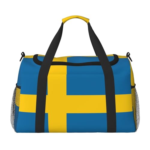 Erwqavc Reisetasche mit schwedischer Flagge, für Reisen, Schultertasche, Wochenend-Handtasche, Sporttasche, Turnbeutel für Damen und Herren Erwqavc Reisetasche mit schwedischer Flagge, für Reisen, Schultertasche, Wochenend-Handtasche, Sporttasche, Turnbeutel für Damen und Herren von Erwqavc