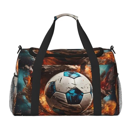 Firecracker Reisetasche mit Fußball-Druck, für Reisen, Schultertasche, Wochenend-Handtasche, Sporttasche, Turnbeutel für Damen und Herren Firecracker Reisetasche mit Fußball-Druck, für Reisen, Schultertasche, Wochenend-Handtasche, Sporttasche, Turnbeutel für Damen und Herren von Erwqavc