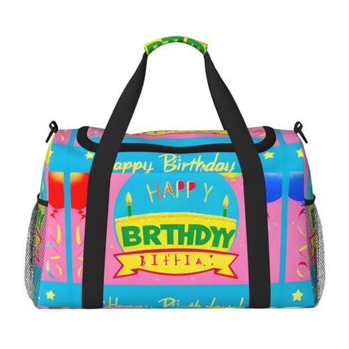 Happy Birthday Reisetasche mit Ballon-Druck, für Reisen, Schultertasche, Wochenend-Handtasche, Sporttasche, Turnbeutel für Damen und Herren Happy Birthday Reisetasche mit Ballon-Druck, für Reisen, Schultertasche, Wochenend-Handtasche, Sporttasche, Turnbeutel für Damen und Herren von Erwqavc