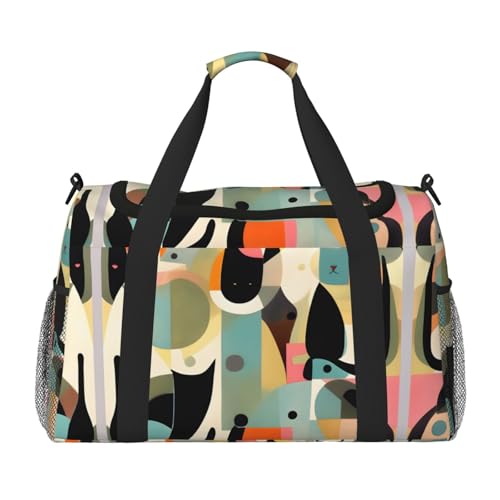 Mid-Century Reisetasche mit modernem Katzendruck, für Reisen, Schultertasche, Wochenend-Handtasche, Sporttasche, Turnbeutel für Damen und Herren von Erwqavc
