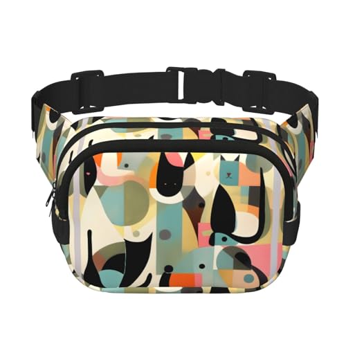 Quadratische, doppellagige Hüfttasche für Damen und Herren, Mitte des Jahrhunderts, moderner Kunstdruck, leichte Umhängetasche, zum Laufen, Wandern Quadratische, doppellagige Hüfttasche für Damen und Herren, Mitte des Jahrhunderts, moderner Kunstdruck, leichte Umhängetasche, zum Laufen, Wandern von Erwqavc