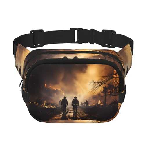Quadratische doppellagige Hüfttasche für Damen und Herren, Feuerwehrmann, Feuerwehr, Druck, leichte Umhängetasche, zum Laufen, Wandern Quadratische doppellagige Hüfttasche für Damen und Herren, Feuerwehrmann, Feuerwehr, Druck, leichte Umhängetasche, zum Laufen, Wandern von Erwqavc