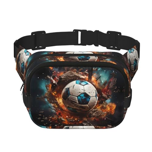 Quadratische doppellagige Hüfttasche für Damen und Herren, Feuerwerkskörper, Fußball, leichte Umhängetasche, zum Laufen, Wandern von Erwqavc