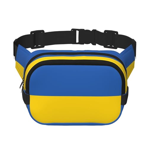 Quadratische doppellagige Hüfttasche für Damen und Herren, Flagge der Ukraine, leichte Umhängetasche, zum Laufen, Wandern von Erwqavc