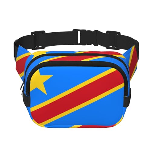 Quadratische doppellagige Hüfttasche für Damen und Herren, Flagge des Kongo, leichte Umhängetasche, zum Laufen, Wandern Quadratische doppellagige Hüfttasche für Damen und Herren, Flagge des Kongo, leichte Umhängetasche, zum Laufen, Wandern von Erwqavc