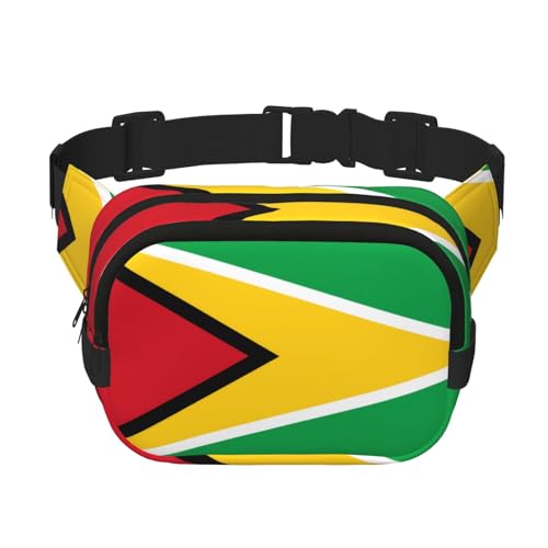 Quadratische doppellagige Hüfttasche für Damen und Herren, Flagge von Guyana, leichte Umhängetasche, zum Laufen, Wandern von Erwqavc