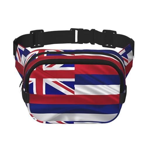 Quadratische doppellagige Hüfttasche für Damen und Herren, Flagge von Hawaii, amerikanischer Druck, leichte Umhängetasche, zum Laufen, Wandern Quadratische doppellagige Hüfttasche für Damen und Herren, Flagge von Hawaii, amerikanischer Druck, leichte Umhängetasche, zum Laufen, Wandern von Erwqavc
