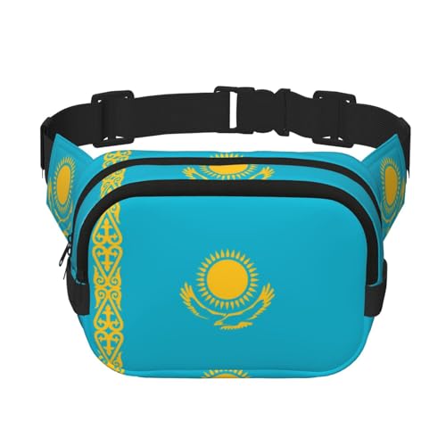 Quadratische doppellagige Hüfttasche für Damen und Herren, Flagge von Kasachstan, leichte Umhängetasche, zum Laufen, Wandern von Erwqavc