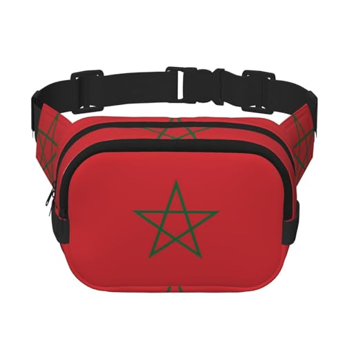 Quadratische doppellagige Hüfttasche für Damen und Herren, Flagge von Marokko, leichte Umhängetasche, zum Laufen, Wandern Quadratische doppellagige Hüfttasche für Damen und Herren, Flagge von Marokko, leichte Umhängetasche, zum Laufen, Wandern von Erwqavc