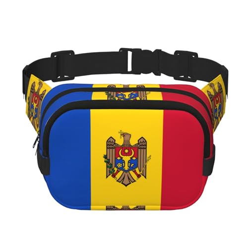 Quadratische doppellagige Hüfttasche für Damen und Herren, Flagge von Moldawien, leichte Umhängetasche, zum Laufen, Wandern Quadratische doppellagige Hüfttasche für Damen und Herren, Flagge von Moldawien, leichte Umhängetasche, zum Laufen, Wandern von Erwqavc