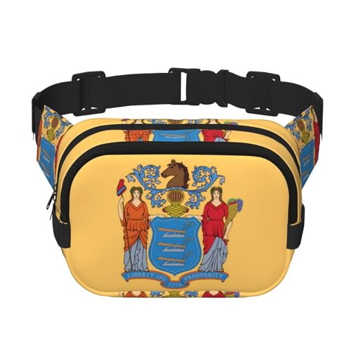 Quadratische doppellagige Hüfttasche für Damen und Herren, Flagge von New Jersey, leichte Umhängetasche, zum Laufen, Wandern Quadratische doppellagige Hüfttasche für Damen und Herren, Flagge von New Jersey, leichte Umhängetasche, zum Laufen, Wandern von Erwqavc