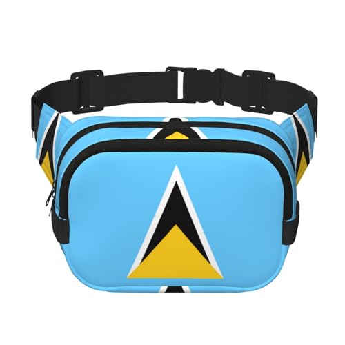 Quadratische doppellagige Hüfttasche für Damen und Herren, Flagge von St. Lucia, leichte Umhängetasche, zum Laufen, Wandern Quadratische doppellagige Hüfttasche für Damen und Herren, Flagge von St. Lucia, leichte Umhängetasche, zum Laufen, Wandern von Erwqavc