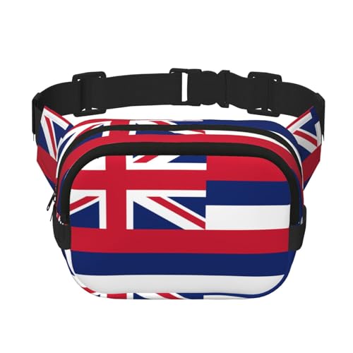 Quadratische doppellagige Hüfttasche für Damen und Herren, Hawaii-Flagge, leichte Umhängetasche, zum Laufen, Wandern Quadratische doppellagige Hüfttasche für Damen und Herren, Hawaii-Flagge, leichte Umhängetasche, zum Laufen, Wandern von Erwqavc