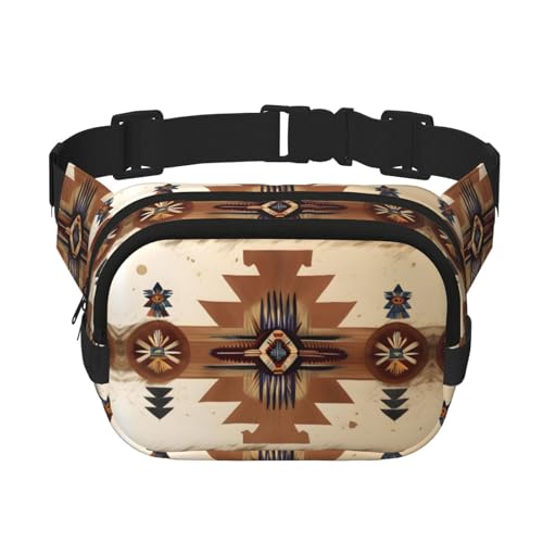Quadratische doppellagige Hüfttasche für Damen und Herren, Indianer-Muster, leichte Umhängetasche, zum Laufen, Wandern Quadratische doppellagige Hüfttasche für Damen und Herren, Indianer-Muster, leichte Umhängetasche, zum Laufen, Wandern von Erwqavc