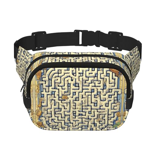 Quadratische doppellagige Hüfttasche für Damen und Herren, Labyrinth-Schatzkarten-Druck, leichte Umhängetasche, zum Laufen, Wandern Quadratische doppellagige Hüfttasche für Damen und Herren, Labyrinth-Schatzkarten-Druck, leichte Umhängetasche, zum Laufen, Wandern von Erwqavc