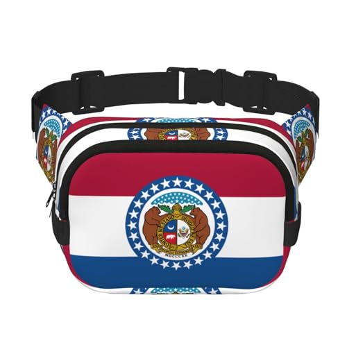 Quadratische doppellagige Hüfttasche für Damen und Herren, Missouri-Staatsflagge, leichte Umhängetasche, zum Laufen, Wandern von Erwqavc