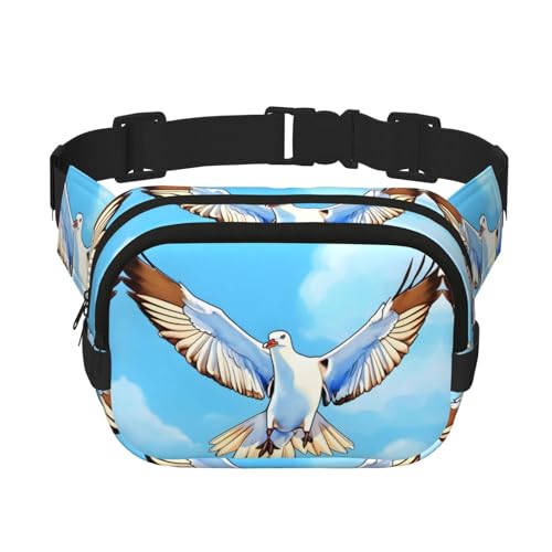 Quadratische doppellagige Hüfttasche für Damen und Herren, Möwen im Flugdruck, leichte Umhängetasche, zum Laufen, Wandern Quadratische doppellagige Hüfttasche für Damen und Herren, Möwen im Flugdruck, leichte Umhängetasche, zum Laufen, Wandern von Erwqavc