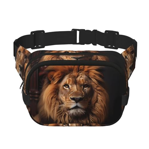 Quadratische doppellagige Hüfttasche für Damen und Herren, Motiv: Der Löwenblick, leichte Umhängetasche, zum Laufen, Wandern von Erwqavc