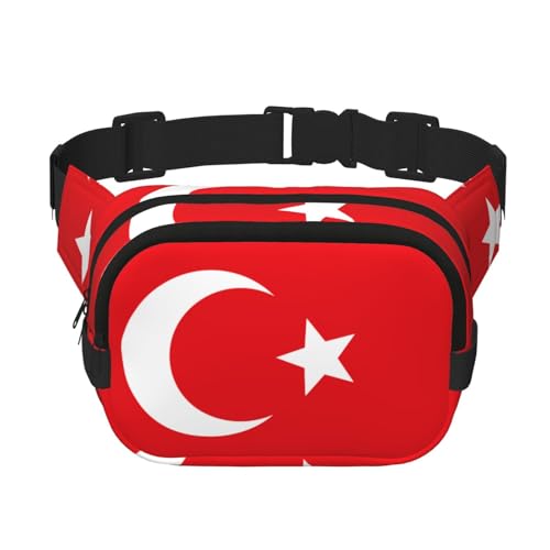 Quadratische doppellagige Hüfttasche für Damen und Herren, Motiv: Türkei-Flagge, leichte Umhängetasche, zum Laufen, Wandern von Erwqavc