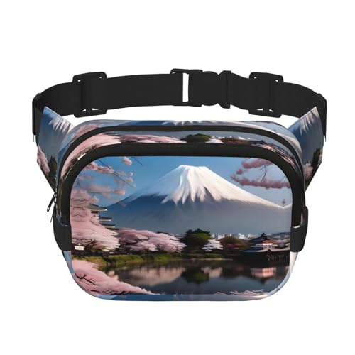 Quadratische doppellagige Hüfttasche für Damen und Herren, Mt. Fuji im Frühjahrsdruck, leichte Umhängetasche, zum Laufen, Wandern Quadratische doppellagige Hüfttasche für Damen und Herren, Mt. Fuji im Frühjahrsdruck, leichte Umhängetasche, zum Laufen, Wandern von Erwqavc