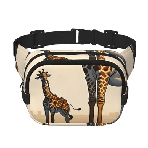 Quadratische doppellagige Hüfttasche für Damen und Herren, Mutter und Kind, Giraffen-Druck, leichte Umhängetasche, zum Laufen, Wandern Quadratische doppellagige Hüfttasche für Damen und Herren, Mutter und Kind, Giraffen-Druck, leichte Umhängetasche, zum Laufen, Wandern von Erwqavc