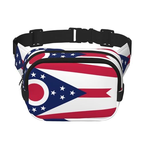 Quadratische doppellagige Hüfttasche für Damen und Herren, Ohio State Flagge, Druck, leichte Umhängetasche, zum Laufen, Wandern von Erwqavc