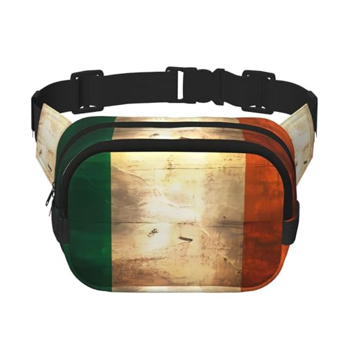 Quadratische doppellagige Hüfttasche für Damen und Herren, Retro-Stil, irische Flagge, leichte Umhängetasche, zum Laufen, Wandern von Erwqavc