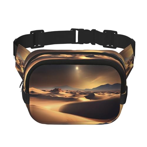 Quadratische doppellagige Hüfttasche für Damen und Herren, Sahara-Wüstendruck, leichte Umhängetasche, zum Laufen, Wandern von Erwqavc