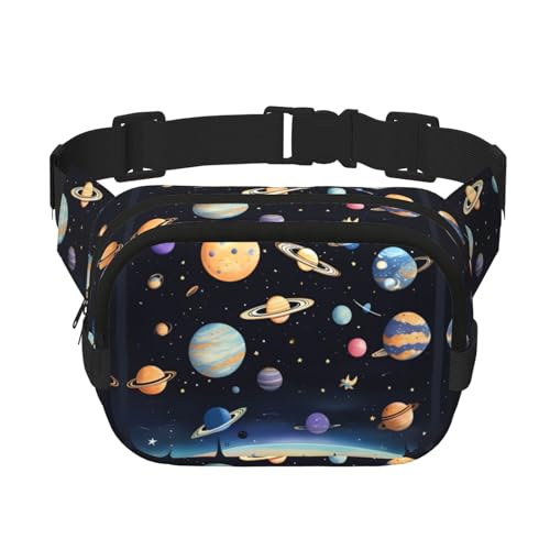 Quadratische doppellagige Hüfttasche für Damen und Herren, Saturn Jupiter Erddruck, leichte Umhängetasche, zum Laufen, Wandern Quadratische doppellagige Hüfttasche für Damen und Herren, Saturn Jupiter Erddruck, leichte Umhängetasche, zum Laufen, Wandern von Erwqavc