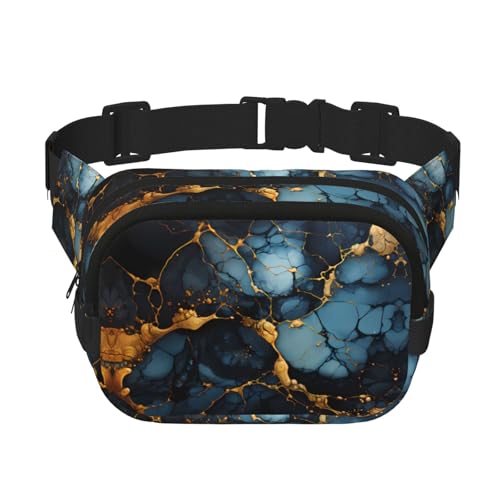 Quadratische doppellagige Hüfttasche für Damen und Herren, Schwarz / Gold, marmorierter Druck, leichte Umhängetasche, zum Laufen, Wandern Quadratische doppellagige Hüfttasche für Damen und Herren, Schwarz / Gold, marmorierter Druck, leichte Umhängetasche, zum Laufen, Wandern von Erwqavc