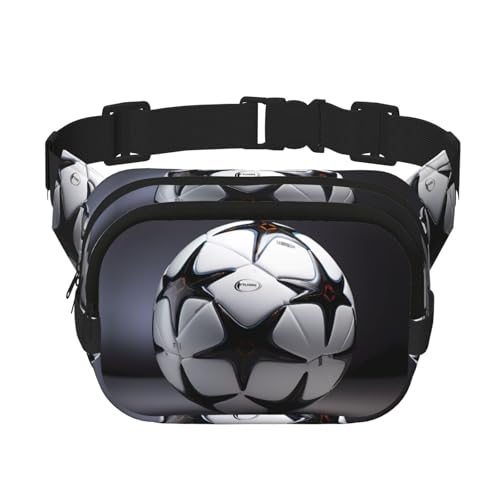 Quadratische doppellagige Hüfttasche für Damen und Herren, Schwarz und Weiß, Fußballdruck, leichte Umhängetasche, zum Laufen, Wandern Quadratische doppellagige Hüfttasche für Damen und Herren, Schwarz und Weiß, Fußballdruck, leichte Umhängetasche, zum Laufen, Wandern von Erwqavc