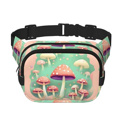 Quadratische doppellagige Hüfttasche für Damen und Herren, Traumpilz-Druck, leichte Umhängetasche, zum Laufen, Wandern von Erwqavc