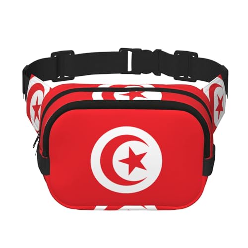 Quadratische doppellagige Hüfttasche für Damen und Herren, Tunesische Flagge, leichte Umhängetasche, zum Laufen, Wandern Quadratische doppellagige Hüfttasche für Damen und Herren, Tunesische Flagge, leichte Umhängetasche, zum Laufen, Wandern von Erwqavc