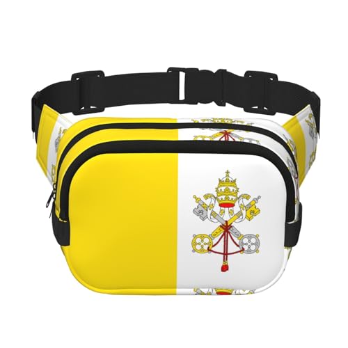 Quadratische doppellagige Hüfttasche für Damen und Herren, Vatikan-Flagge, leichte Umhängetasche, zum Laufen, Wandern Quadratische doppellagige Hüfttasche für Damen und Herren, Vatikan-Flagge, leichte Umhängetasche, zum Laufen, Wandern von Erwqavc