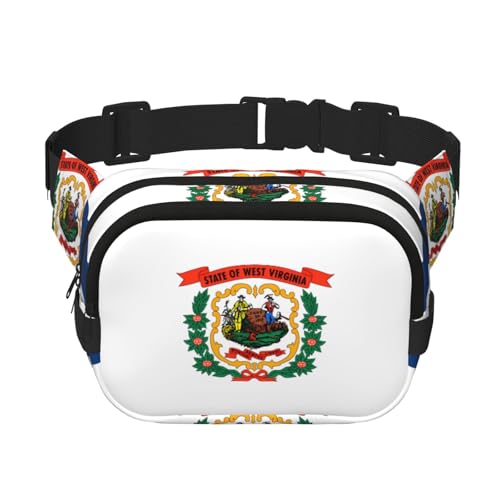 Quadratische doppellagige Hüfttasche für Damen und Herren, West Virginia-Flagge, leichte Umhängetasche, zum Laufen, Wandern Quadratische doppellagige Hüfttasche für Damen und Herren, West Virginia-Flagge, leichte Umhängetasche, zum Laufen, Wandern von Erwqavc
