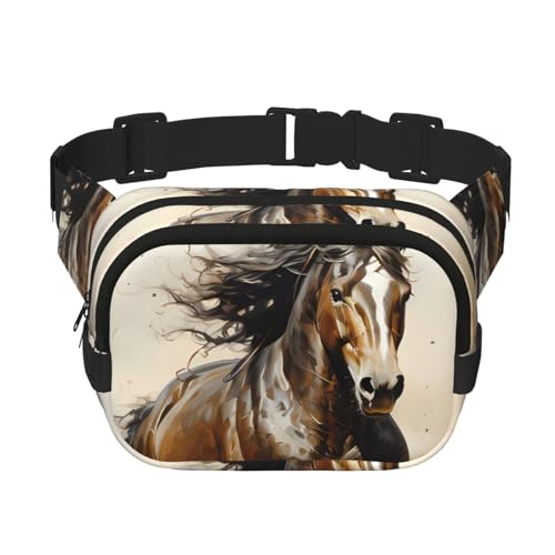Quadratische doppellagige Hüfttasche für Damen und Herren, Westernpferd-Druck, leichte Umhängetasche, zum Laufen, Wandern Quadratische doppellagige Hüfttasche für Damen und Herren, Westernpferd-Druck, leichte Umhängetasche, zum Laufen, Wandern von Erwqavc