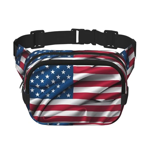 Quadratische doppellagige Hüfttasche für Damen und Herren, amerikanische Flagge, leichte Umhängetasche, zum Laufen, Wandern Quadratische doppellagige Hüfttasche für Damen und Herren, amerikanische Flagge, leichte Umhängetasche, zum Laufen, Wandern von Erwqavc