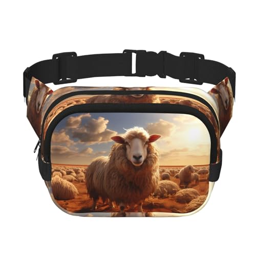 Quadratische doppellagige Hüfttasche für Damen und Herren, australisches Schaf-Druck, leichte Umhängetasche, zum Laufen, Wandern Quadratische doppellagige Hüfttasche für Damen und Herren, australisches Schaf-Druck, leichte Umhängetasche, zum Laufen, Wandern von Erwqavc