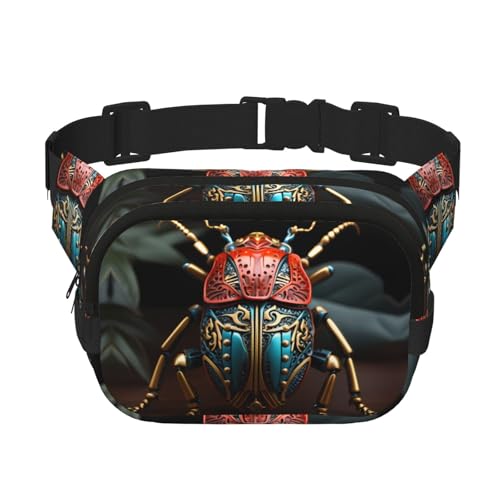 Quadratische doppellagige Hüfttasche für Damen und Herren, bunter Käfer-Druck, leichte Umhängetasche, zum Laufen, Wandern Quadratische doppellagige Hüfttasche für Damen und Herren, bunter Käfer-Druck, leichte Umhängetasche, zum Laufen, Wandern von Erwqavc