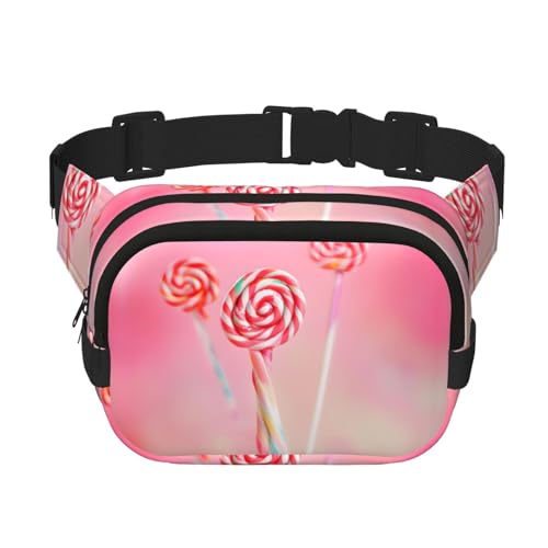 Quadratische doppellagige Hüfttasche für Damen und Herren, bunter Lutscher-Druck, leichte Umhängetasche, zum Laufen, Wandern Quadratische doppellagige Hüfttasche für Damen und Herren, bunter Lutscher-Druck, leichte Umhängetasche, zum Laufen, Wandern von Erwqavc