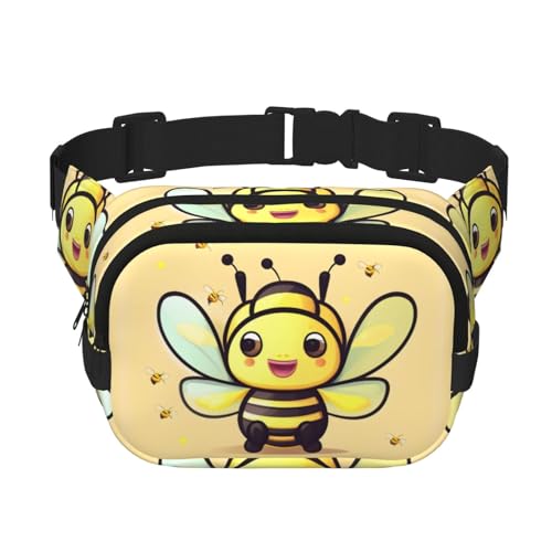 Quadratische doppellagige Hüfttasche für Damen und Herren, gelber Bienendruck, leichte Umhängetasche, zum Laufen, Wandern Quadratische doppellagige Hüfttasche für Damen und Herren, gelber Bienendruck, leichte Umhängetasche, zum Laufen, Wandern von Erwqavc